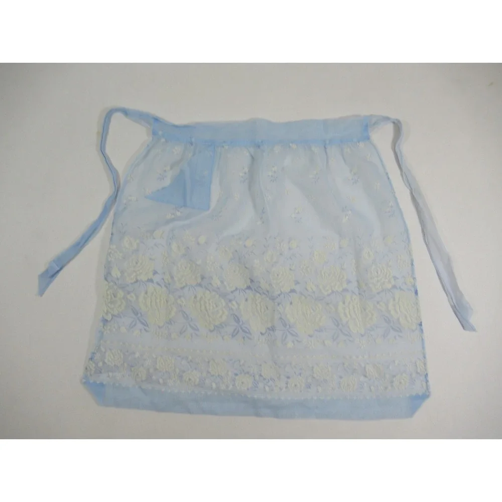Vintage Hostess Half Apron Lot Glitter Sheer Flocked Organdy Red Blue